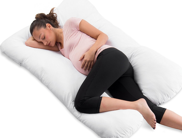 Black Trouser pregnant women sleepin on ConfySure Pregnancy Pillow