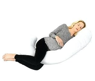 Women Wearing Black trouser and laying on Restrology Full Body Pillow