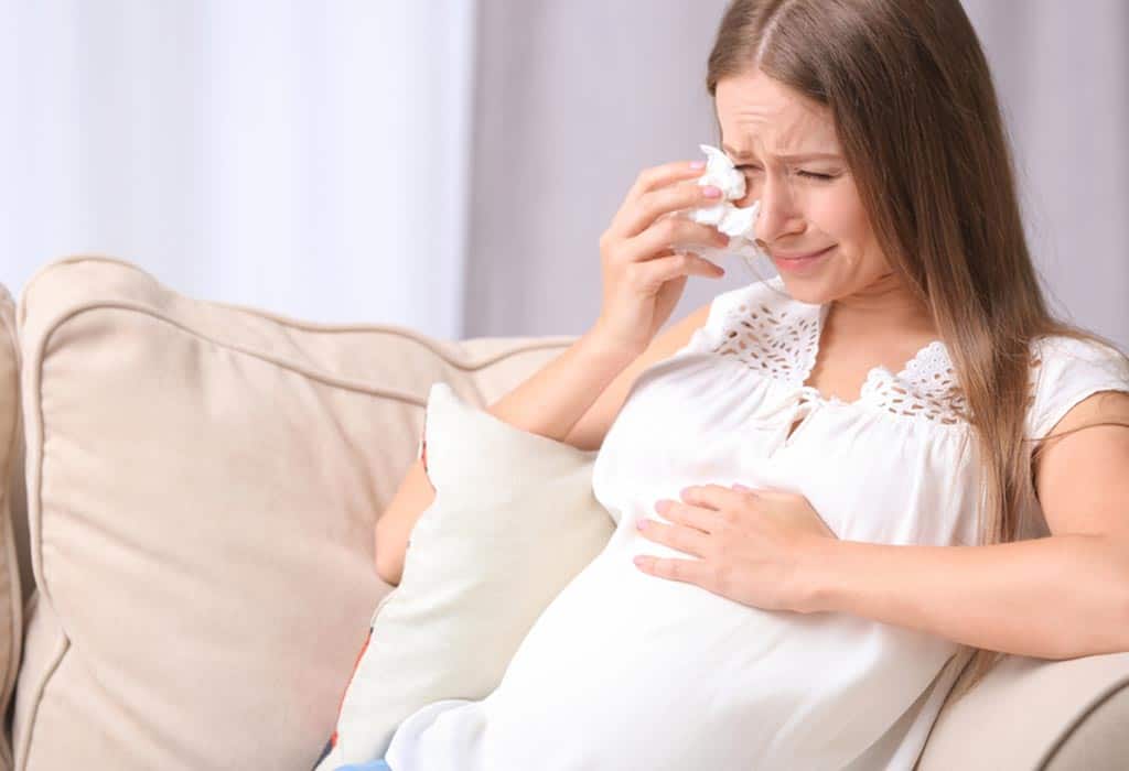 A Depress Pregnant Woman Crying
