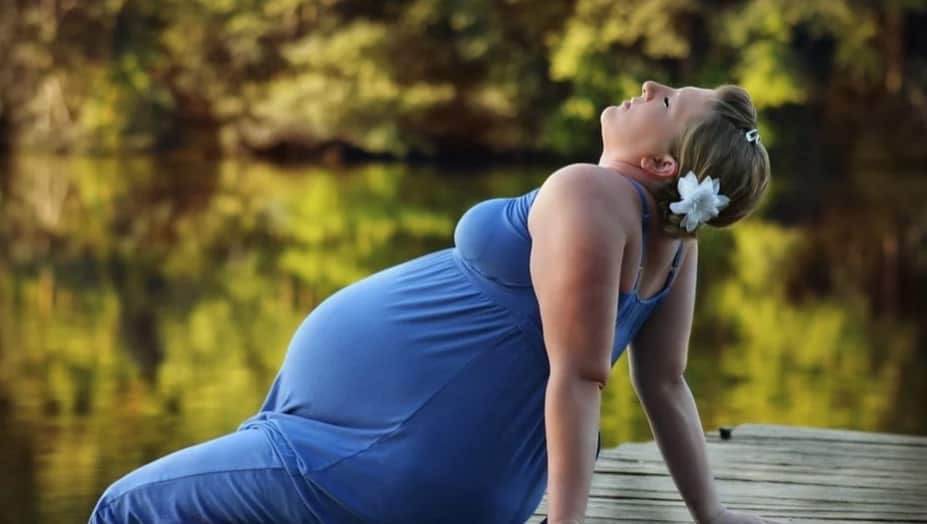 A Pregnant Woman Taking a Good Breath in Garden